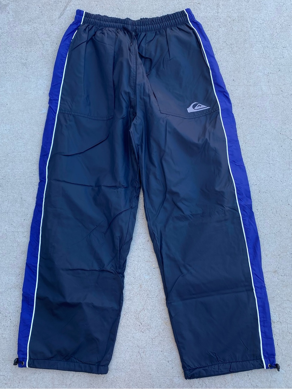 Vintage Quiksilver Track Pants Straight Leg 1990s Navy Blue Grunge